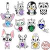 925 Sterling Silver Cute Rabbit Dragon Panda & Narwhal Embraces Heart Charm Beads Fit Original Fasion Bracelet Jewelry Gift