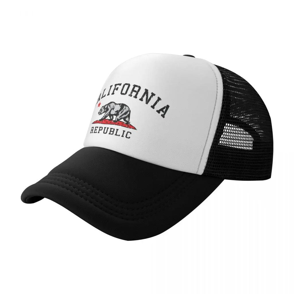 Custom Punk Unisex California Republic Flag Trucker Hat Adult Adjustable Baseball Cap Unisex Women Sun Protection Trucker Cap