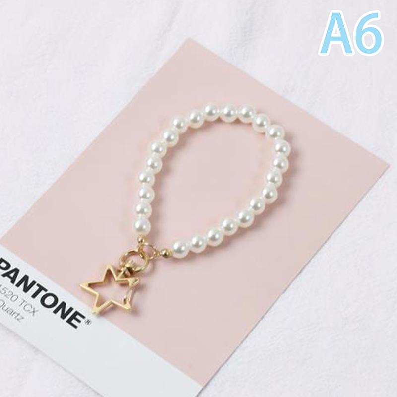 Simulated Pearl Key Chain For Aorpods Bag Pendant Wrist Beaded Key Holder For Women Mobile Phone Diy Accessories
