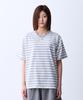 ADERNM Summer Daily Big Stripe Crop V-Neck T-Shirt Light Gray