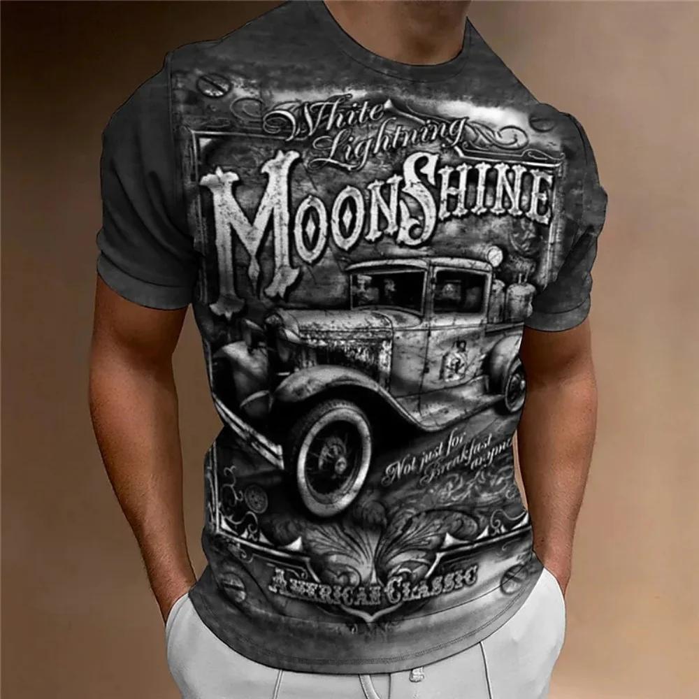 2024\25 Hot-selling 3D Printed Short-sleeved Retro Classic Men's Street Motorcycle Shirt Large-sized T-shirt