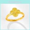 Gold Brass Stylish Plated Lucky Clover Ring Adjustable Size Perfect Gift Her For
