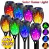 6PCS Solar Flame Lights Outdoor Waterproof Flame Flickering Lamp LED Garden Decoration Lighting Torch Auto On/Off Path Light