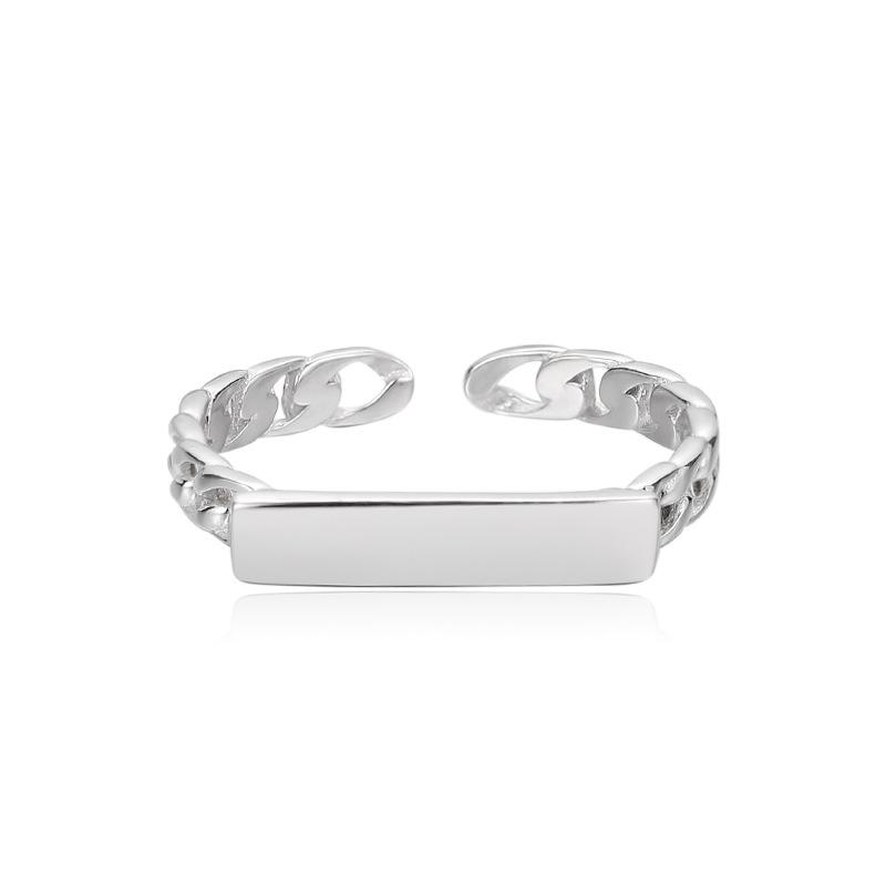 Кольцо-цепочка из стерлингового серебра S925 пробы, квадратное женское, минималистский стиль, 18-каратное золото, квадратное кольцо в стиле хип-хоп, парное кольцо