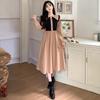 2024 French Contrast Color Women's Dress: Waist-Slimming, Comfortable, Retro, Gentle Long Dress with a Stylish Design.