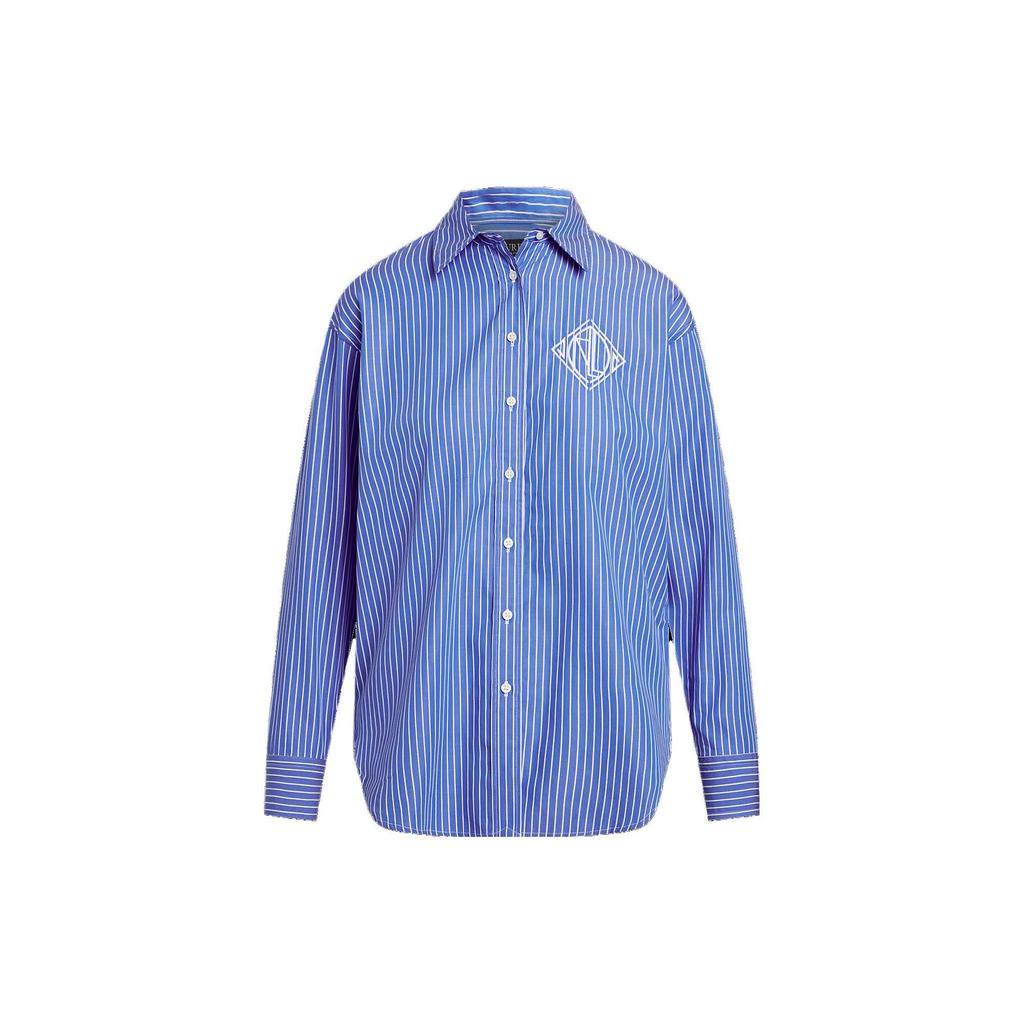 Polo Ralph Lauren Striped Print Single-Breasted Long Sleeve Shirt Women Shirts Blue WMLRSHTS6820248-400