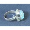 Natural Blue Larimar Solid 925 Sterling Silver Handmade Oval Ring Size US-7 MK-10