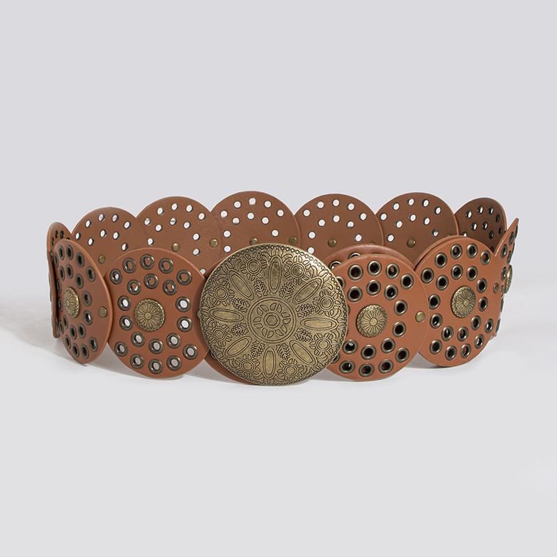 Винтажный Широкий Панк-Пояс С Заклепками и Люверсами Для Модной Уличной Одежды