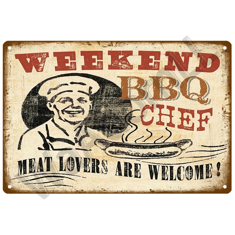 BBQ Zone  Home Decor Metal Tin Sign Vintage Dad`s BBQ Yard Outdoor Party Decoration Plate Retro Barbecue Rules Slogan Metal Sign
