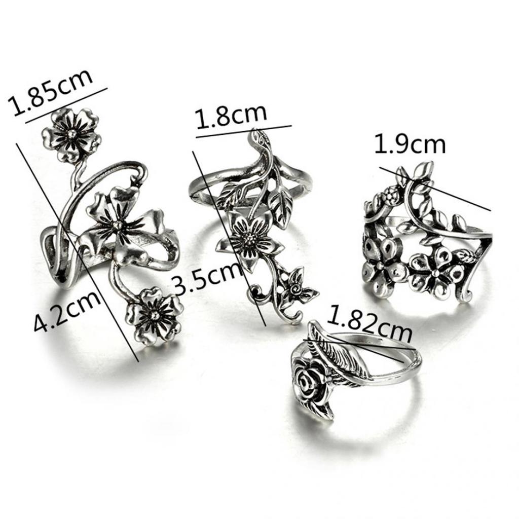 Винтажные цветы, лозы, листья, кольца на палец, набор женских очаровательных ювелирных украшений