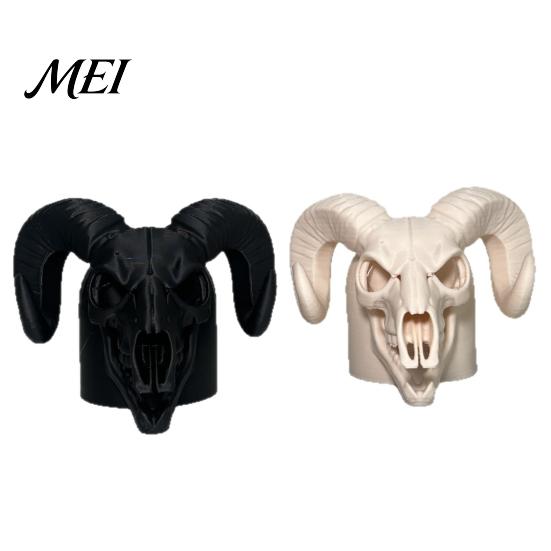 Exaggerated Horn Hitch Design Cover Cap for The Trailer Coupling, 3D Printed Ram Skull Unique Accessory Cover, Black/White Bone Truck, Recreational