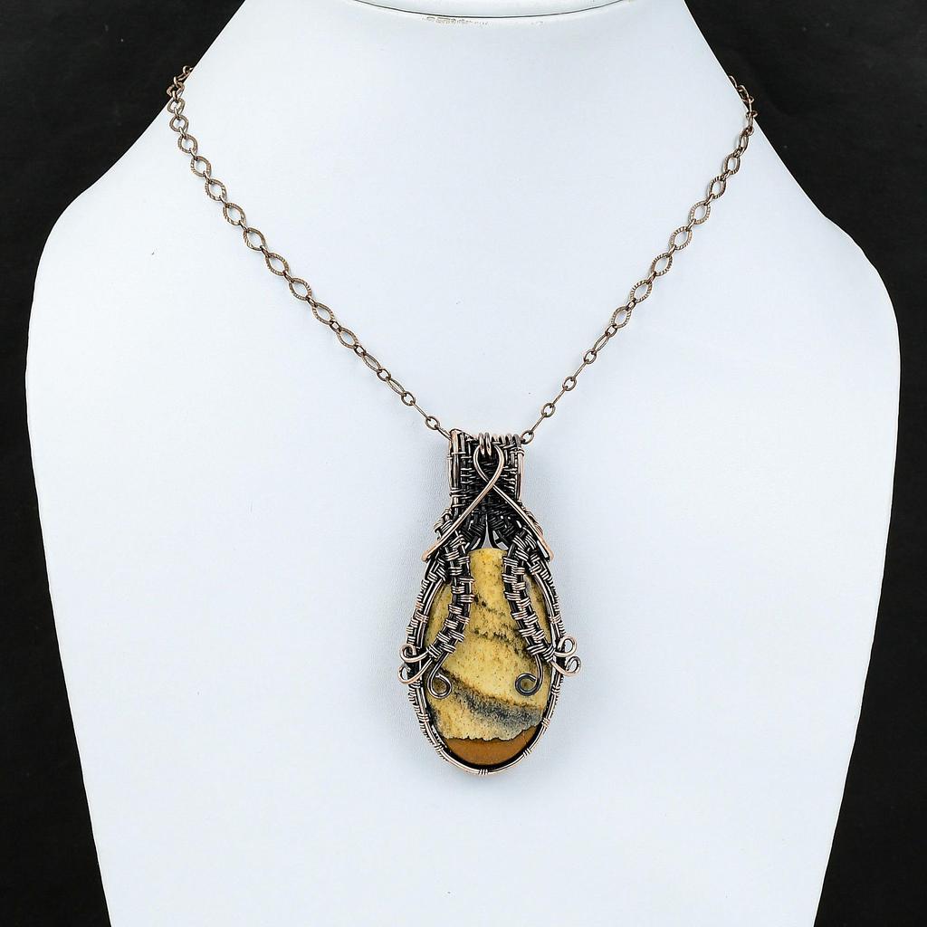Picture Jasper Pendant Copper Wire Wrapped Pendant Gemstone Pendant Copper Wire Wrap Jewelry Latest Design Pendant Handmade Jewelry For Gift