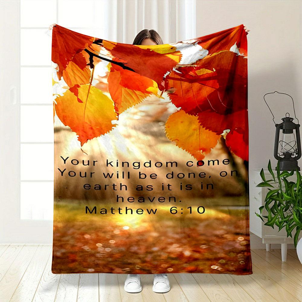 Autumn Leaves Christian Verse Blanket Printed Blanket for Living Room Bed Couch lunch break Soft Cozy Blanket for Friend's festival Gift