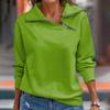 Women's Autumn And Winter T-shirt Fashion Loose Women Pullover Sports Tops Quarter Zip Casual V Neck Long Sleeve Top