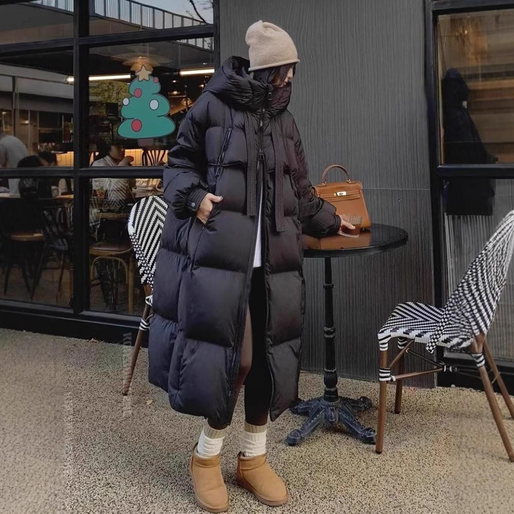 Женское зимнее утолщенное хлопковое пальто, женское новое длинное хлопковое пальто выше колена, свободное пальто в корейском стиле, хлопковая куртка