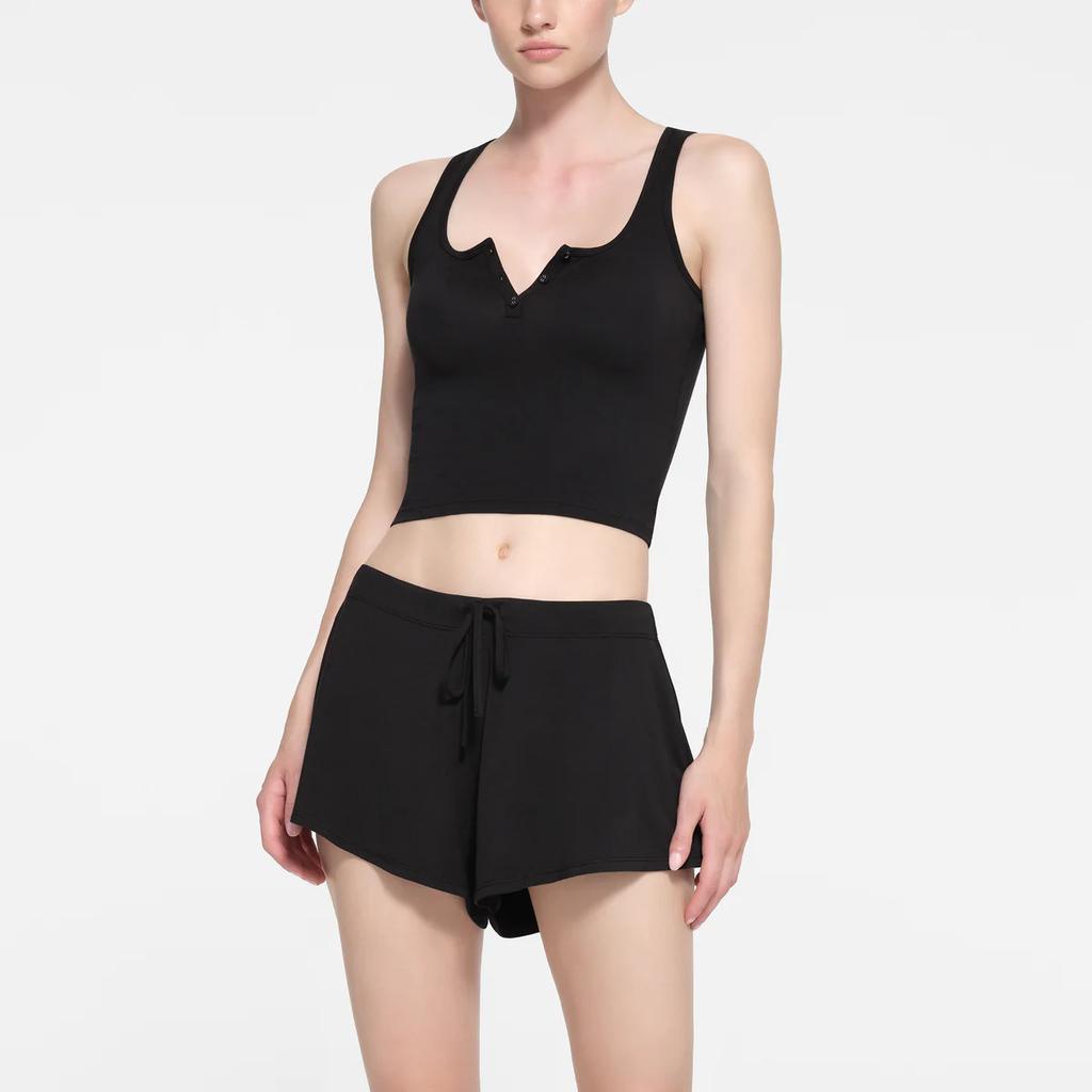 SKIMS Женский топ-henley для сна Женские топы Оникс Агат SL-TNK-6289W-ONX