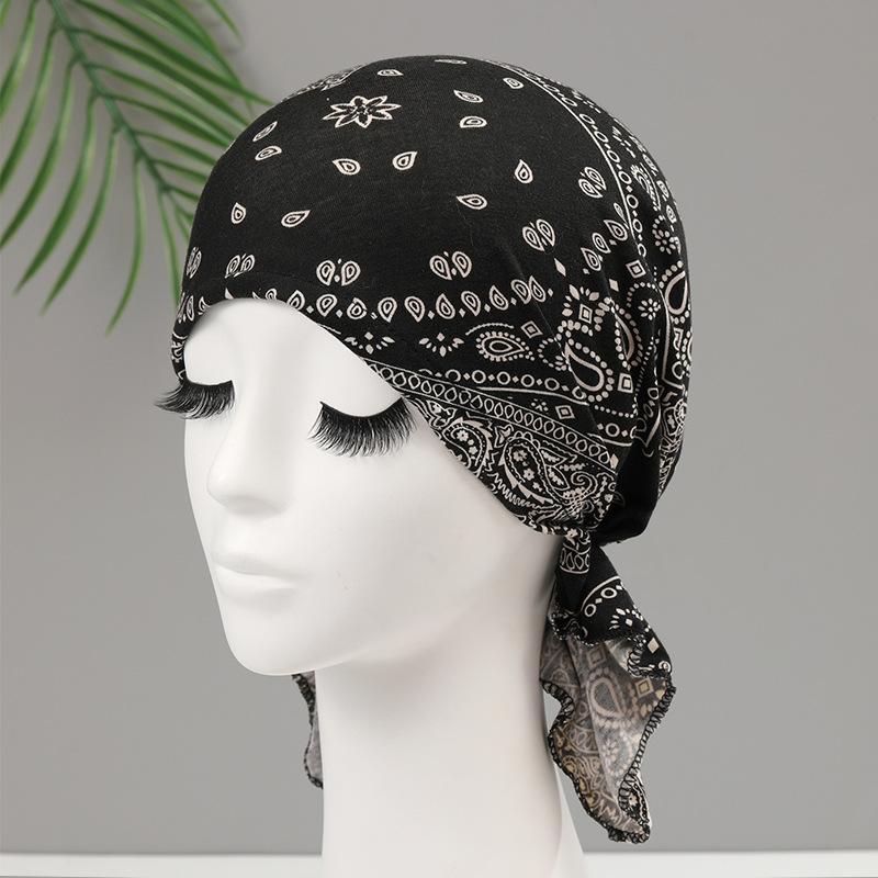 Hat Female Triangle Scarf Pirate Hat Headscarf Hat Head Cap Chemotherapy Cap Casual Printing Dust Hat Ethnic Hat