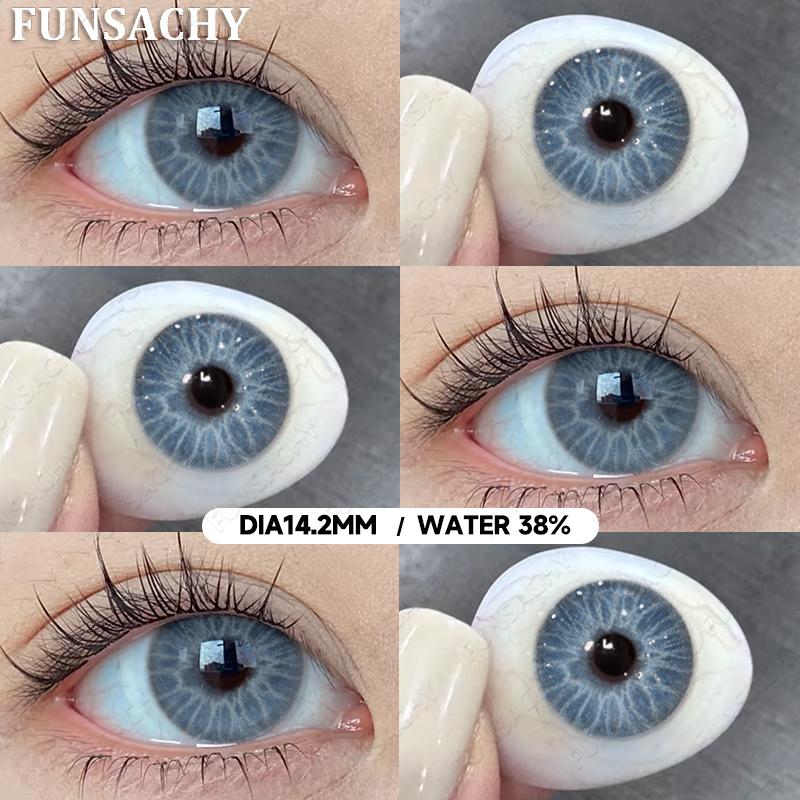 FUNSACHY 1 пара цветных глаз, синие линзы, корейские натуральные линзы, цветные контактные линзы, серые глаза, мягкий красивый зрачок, ежегодное использование