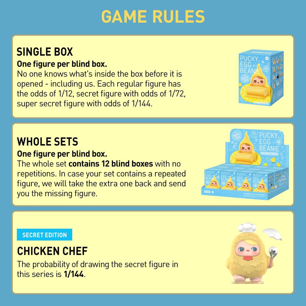 POP MART PUCKY Egg Beanie Series Pop Mart Gachapon Blind Box Figure Plastic Model Premium Toy PVC Soft Vinyl Original Character Birthday Gift (1