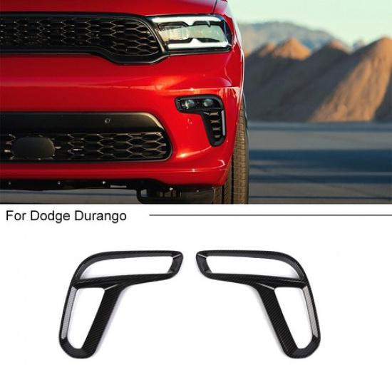Carbon Fiber Front Fog Light Bezel Cover Accessories Trims For Dodge Durango 21+