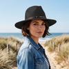 (One Size, Black) Men Straw Panama Hat, Wide Brim Sun Hat Lightweight Summer Top Hat for Outdoor Beach