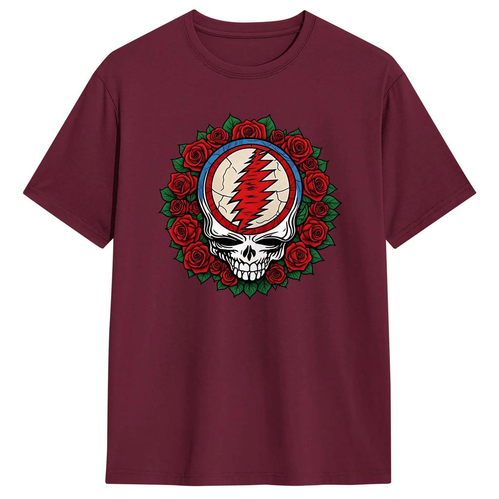Gratefuls Deads Earthquake Stealie and Roses T Shirt Beach  Vintage TShirts 100 Cotton Hip Hop Tshirt For Unisex Pattern Tops