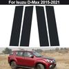 6 шт., подходит для Isuzu D-Max 2015-2021, глянцевый черный материал из поликарбоната, зеркальный эффект, центральная часть окна двери автомобиля, средняя часть стойки стойки, накладка на стойку колонки