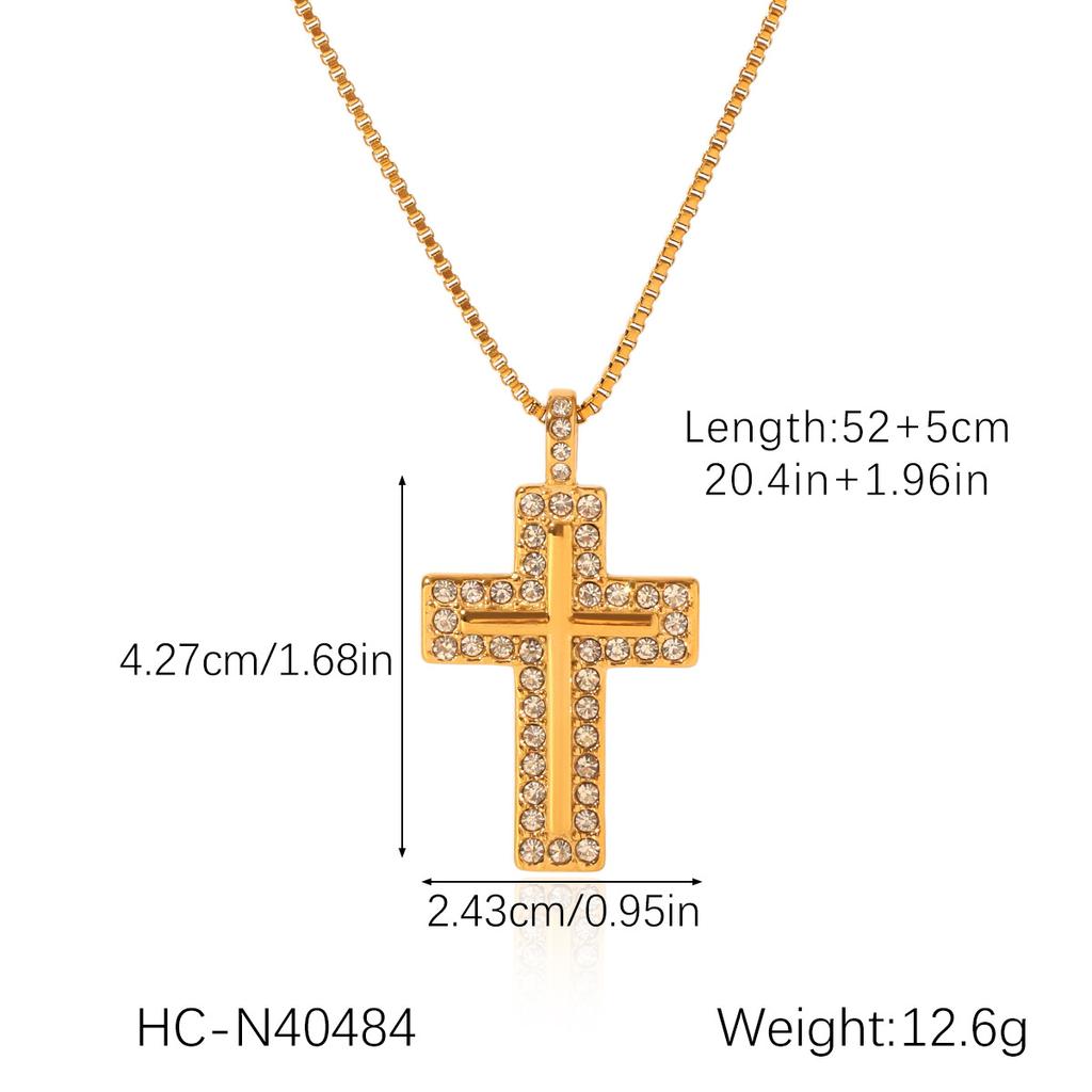 French light luxury vintage natural freshwater pearl necklace stainless steel cross pendant jewelry high-end clavicle chain