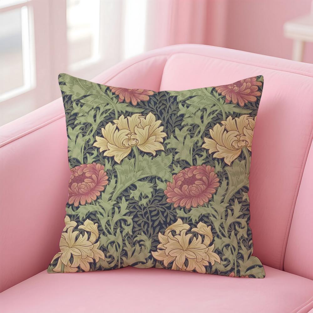 Art WWilliam Morris Cushion Cover Pillow Case Soft Skin Friendly Fabric Comfort Concealed Zipper