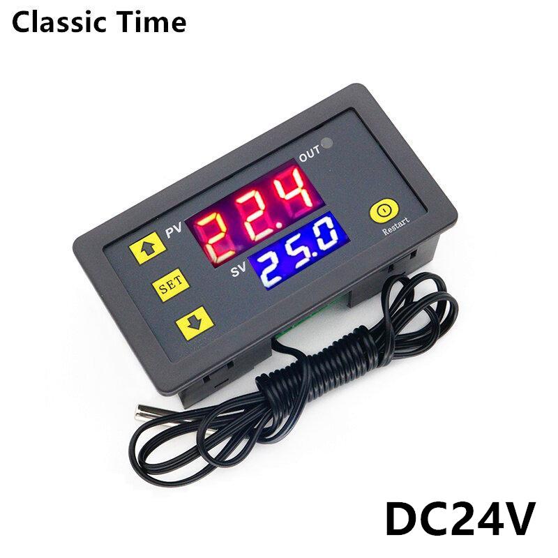 W3230 Цифровой контроллер температуры Светодиодный дисплей 12 В/24 В/AC110-220 В Микрокомпьютер Термостат Регулятор нагрева/охлаждения Терморегулятор с датчиком