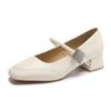 French Mary Jane Women'S Shoes Soft Leather Coarse Heel Late Evening Wind Small Leather Shoes Versatile High Heels Medium Heel Single Shoes