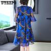Женское летнее шифоновое платье в стиле ретро, ​​свободные шелковые платья средней длины с принтом