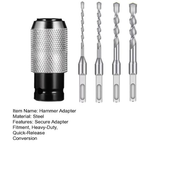 Electric Hammer Adapter Impact Drill Bit Set 0.24-0.47 Inch Heavy Duty Alloy Steel Quick-Release Converter