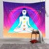 Colorful Buddha Figure Tapestry Wall Hanging Pastel Neon Mandala Swirl Boho Psychedelic Aesthetic Wall Art Dorm Decor