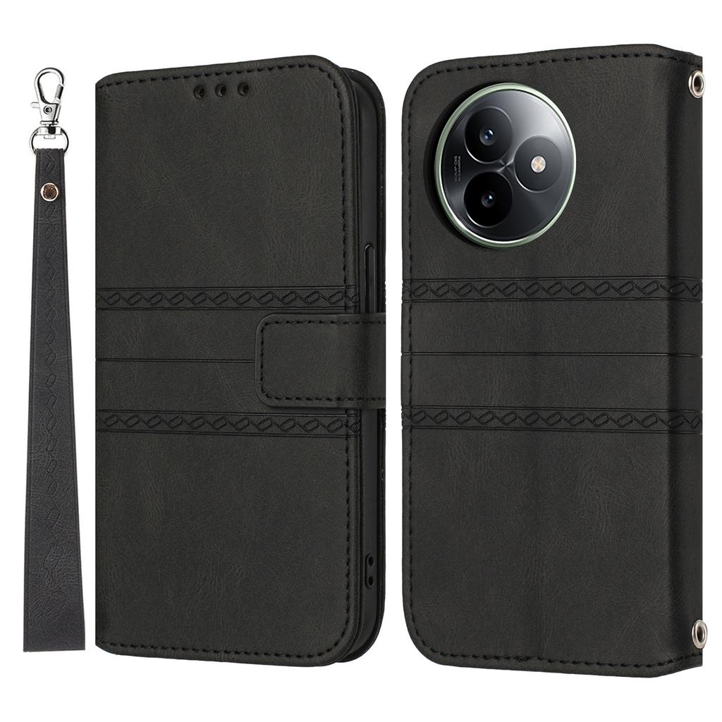 For Xiaomi Redmi K80 Ultra 5G Case Wallet Skin-Touch Leather Imprinted Phone Cover with Wrist Strap