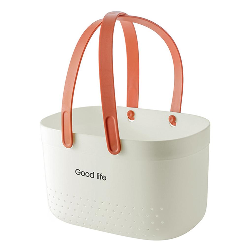 Корзина для ванны с ручкой Полые сливные корзины для хранения Сумка для душа для дома Ванная комната Кладовая Кухня Органайзер для шампуня и закусок Косметический органайзер ASL