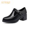 Womens Shoes Size  Genuine Leather Mid Heel Non-slip Fashion Mary Jane Shoes for Women
