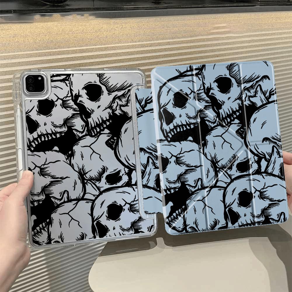 Креативная обложка-подставка Y-Fold с рисунком черепа для планшета iPad Mini 6 7 Air 4 5 M3 M2 1 2 M4 11 дюймов Pro 2025 Pro 11-го 10-го 9-го 8-го 7-го