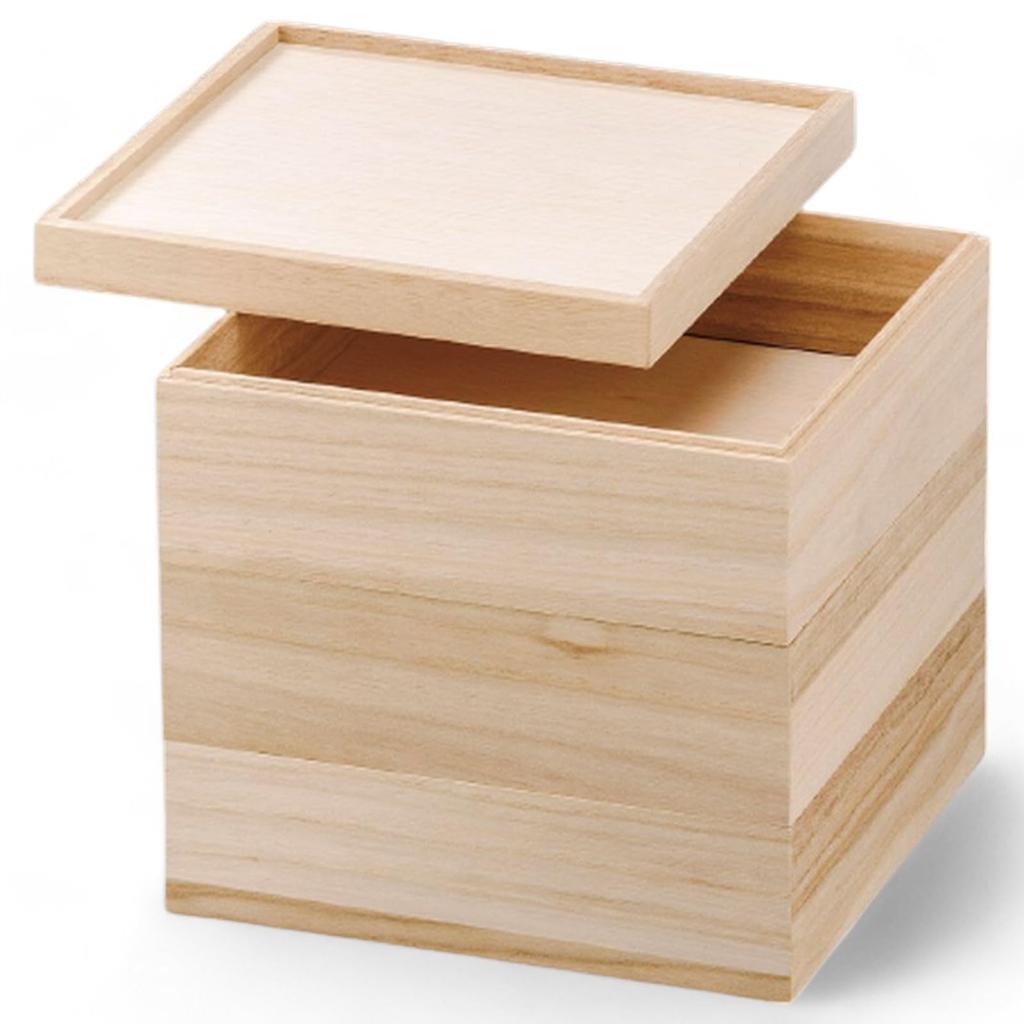 J-kitchens Лакированная деревянная коробка для бенто, 3 яруса, 7 дюймов (21см), с рамой из древесины павловнии, Сделано в Японии