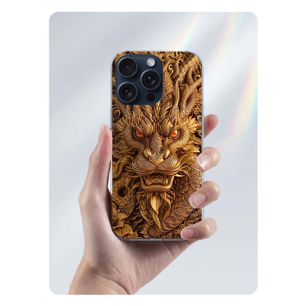 Прозрачный чехол для телефона 'Золотой Святой Дракон' для Iphone 17 Air 16 Pro Max 15 Pro 14 Plus 17E 16E 11 13 12 Mini Чехлы Fundas Cell TP