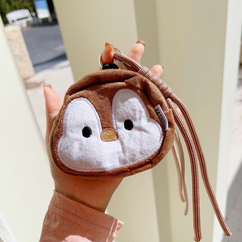 Cute Plush Penguin Coin Purse Colorful Hanging Rope Mini Storage Bag Small Makeup Bag  Students