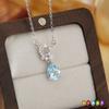 Natural Crystal Stone Pendant S925 Sterling Silver Non Fading Necklace Niche High End Clavicle Chain