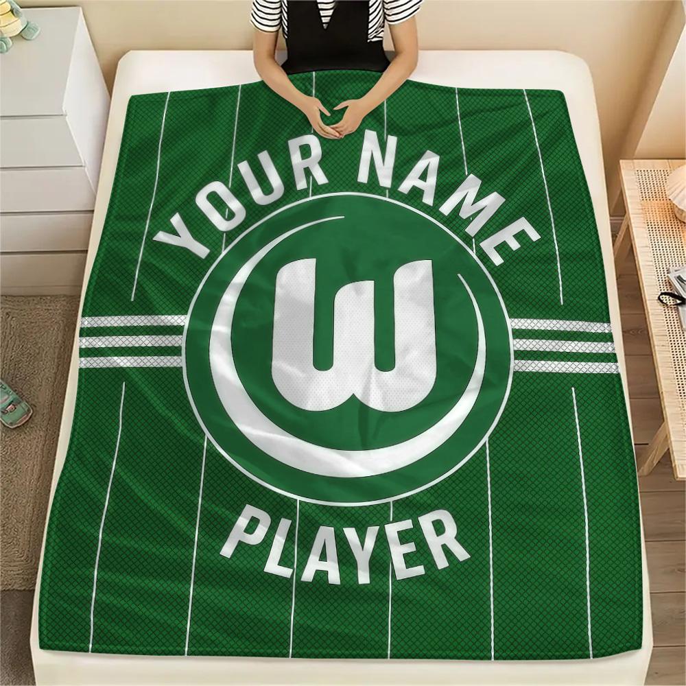 Custom Name VfL Wolfsburg Flannel Blanket, High quality Comfortable for All Seasons, Home Decor, Warmth and Comfort