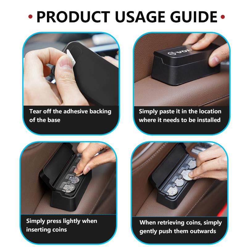 For Volvo Car Console Coin Storage Case Secure Closure Coin Holder V60 V50 V40 S80 S60 S90 C40 XC40 V70 XC70 XC60 XC90