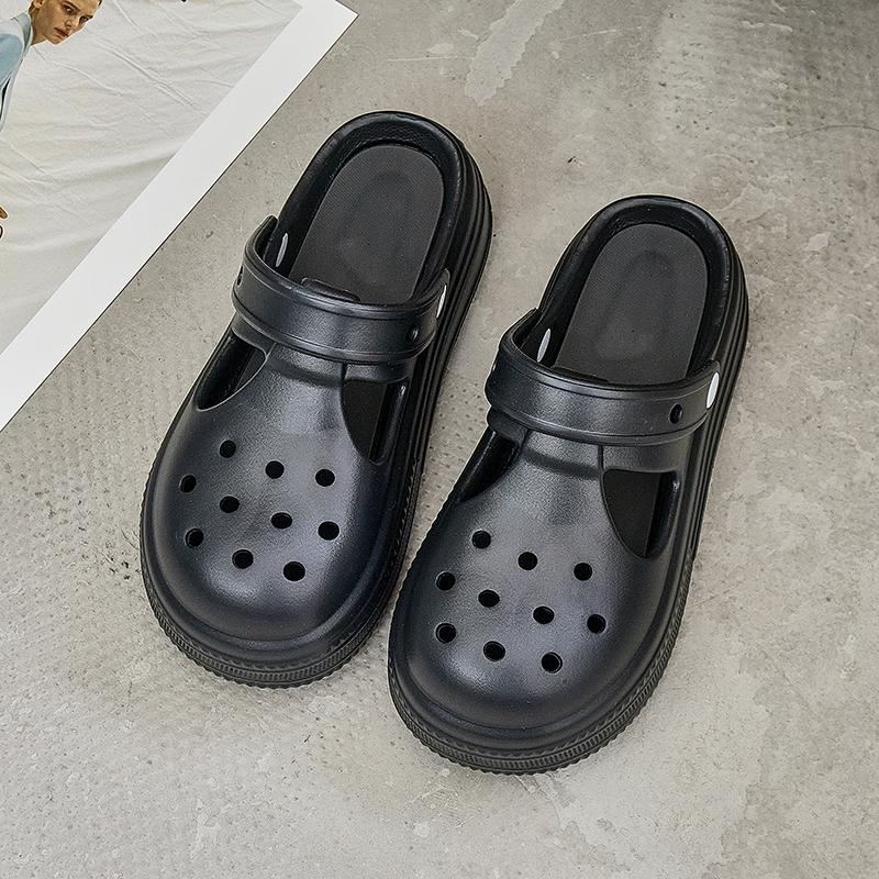 Модные шлепанцы на толстой платформе с закрытым носком женские 2025 лето нескользящая мягкая подошва пляжные сандалии женские с вырезами слайды женские