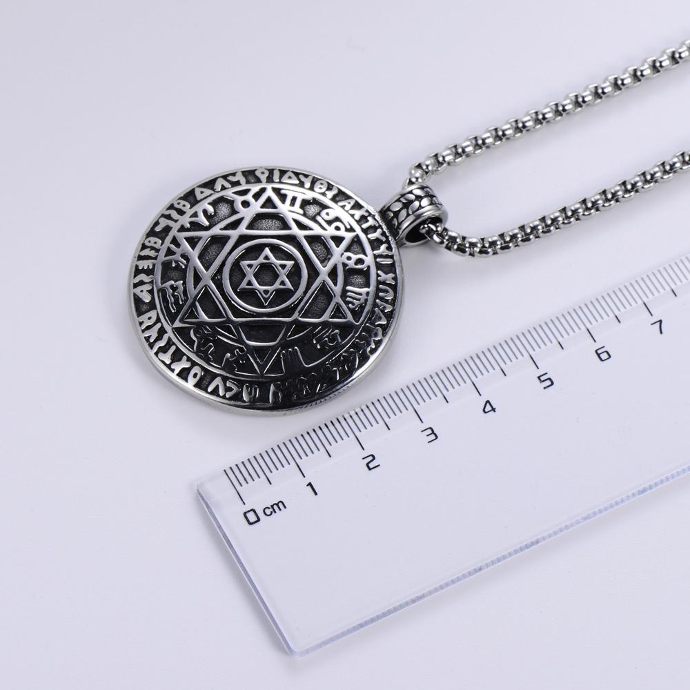 High Quality Round Rune Star Necklace Lucky Solomon Talisman Hexagram Pendant Necklace for Amulet Jewelry