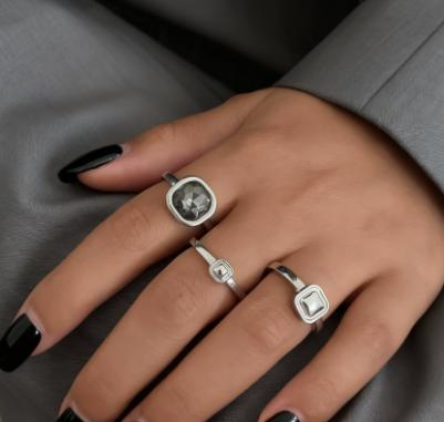 Vintage Style Stackable Rings Set Three Pieces Adjustable Band Geometric Design Metal Alloy Jewelry for Women and Men