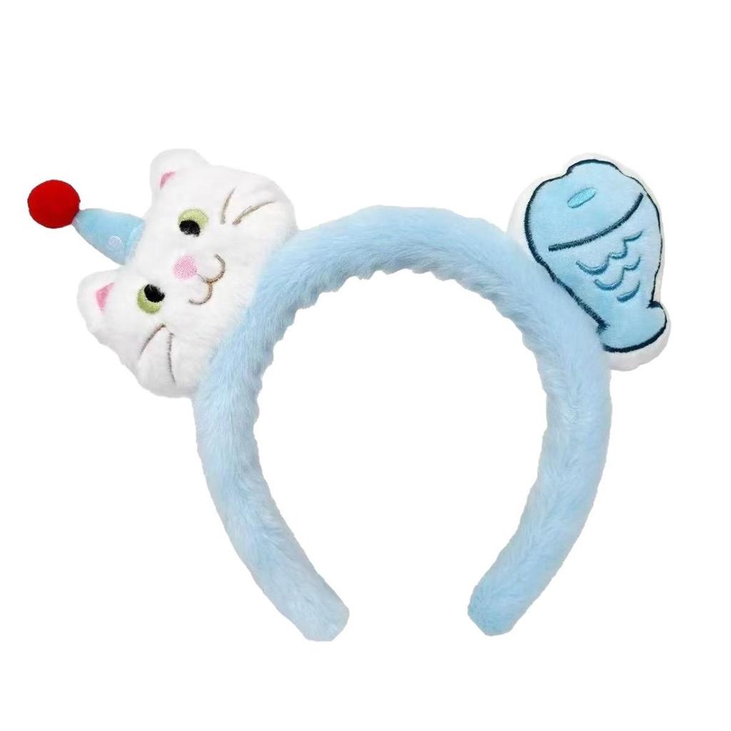Очаровательный плюшевый ободок для головы «Кошка и пингвин» на осень 2025 года с заколкой-рыбкой для женщин и детей