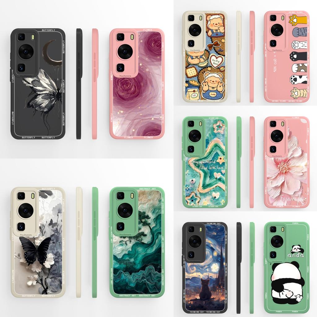 For Huawei P60 Pro Art Case Butterfly Rose Soft Liquid Silicone Cover For Huawei P 60 Art P60Pro Anti Drop Protective Bumper