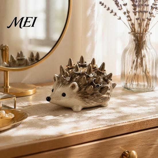 Resin Jewelry Organizer Hedgehog Ring Holder, Cute for Rings, Waterproof Animal Compact Ornament Storage Vanity Dresser Bathroom, Gift Women